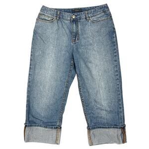 Liz Claiborne‎ Capri Jeans Sz 12 Light Wash Rolled Hem VTG Cotton Denim Retro